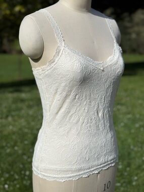 ANN TAYLOR Stretch Lace Tank Top Y2K Vintage Fully Lined Lovely! Sz M